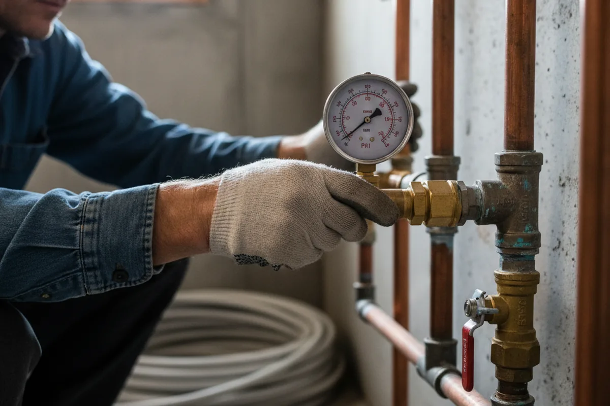 Pressure testing a repaired line during Water Line Repair in Jacksboro